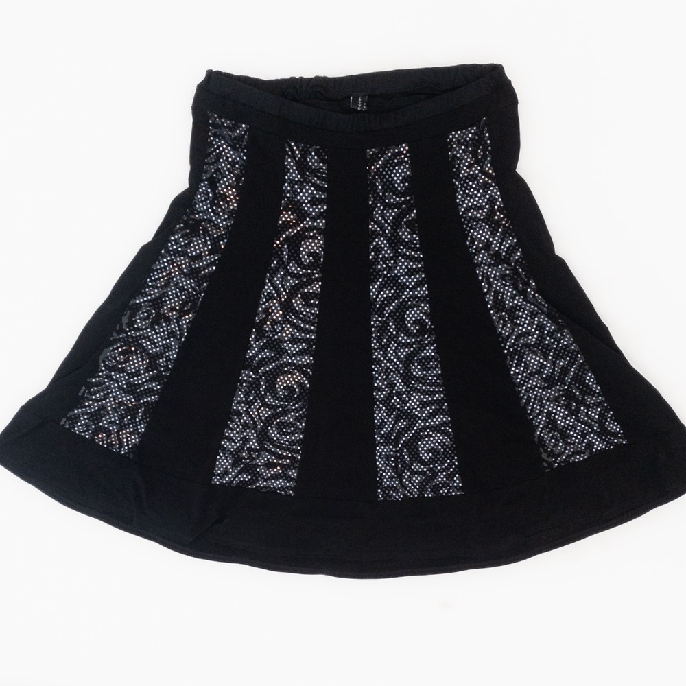 Black and silver 90’s spandex striped skirt